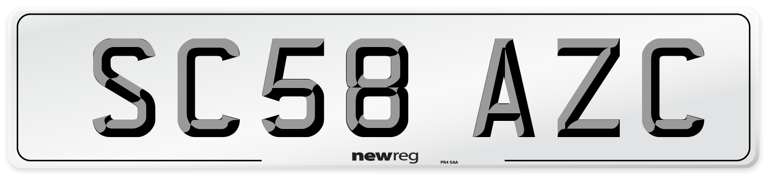 SC58 AZC Number Plate from New Reg